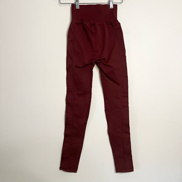 NWOT Free People Movement Ribbed Compression Leggings in Maroon - Picture 6 of 9